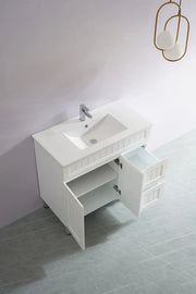 Acacia Shaker Pvc Free Standing Vanity Matte White 600mm/750mm/900mm - FIL Kitchen Bathroom