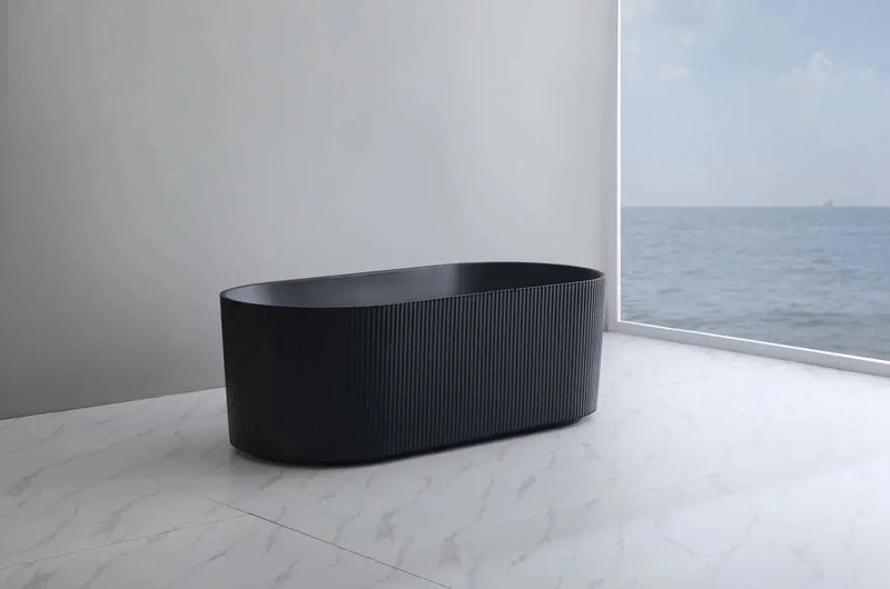 Ally Groove Freestanding Bathtub Matte Black 1500mm/1700mm - FIL Kitchen Bathroom