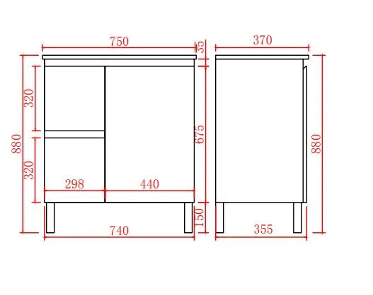 Alpha Ensuite Free Standing PVC Vanity Ensuite Gloss White LK-AL73LL