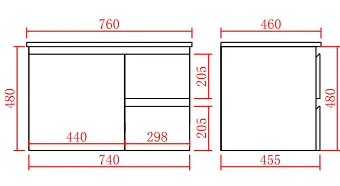 Alpha Wall Hung PVC Vanity with soft closing LK-AL74RW