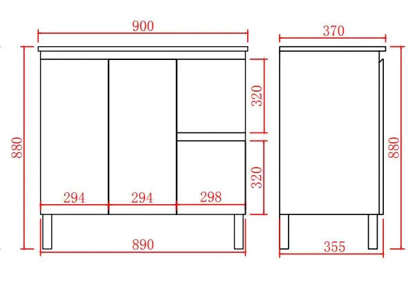 Alpha Ensuite Free Standing PVC Vanity Ensuite Gloss White LK-AL93RL