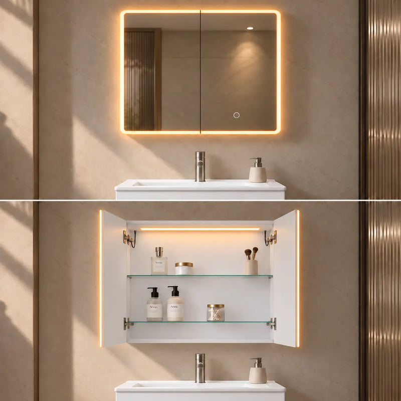 Avola LED Mirror Cabinet (MW/MB/MO/SO) LK-ALMC900-3LIGHTS