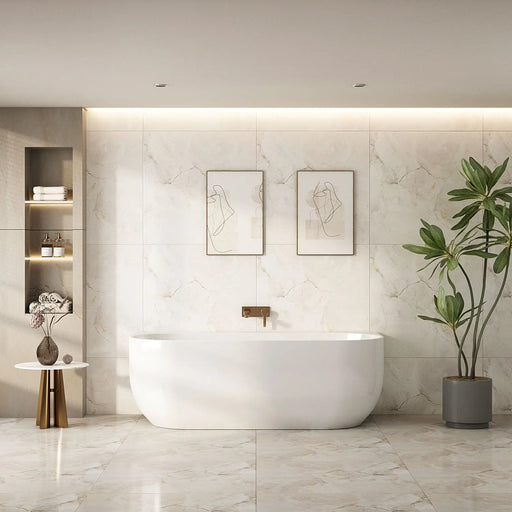 Anna Back-To-Wall Bathtub – Gloss White mercioaustralia