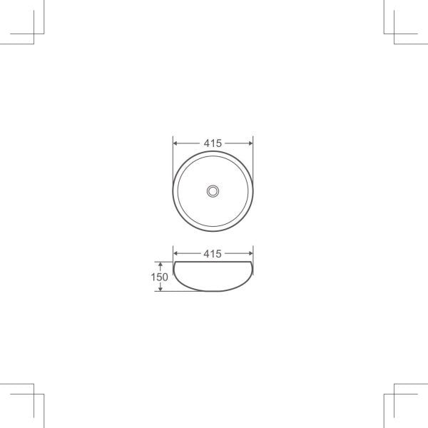 Asti 87 415X415X140mm Matt Black Above Counter Basin