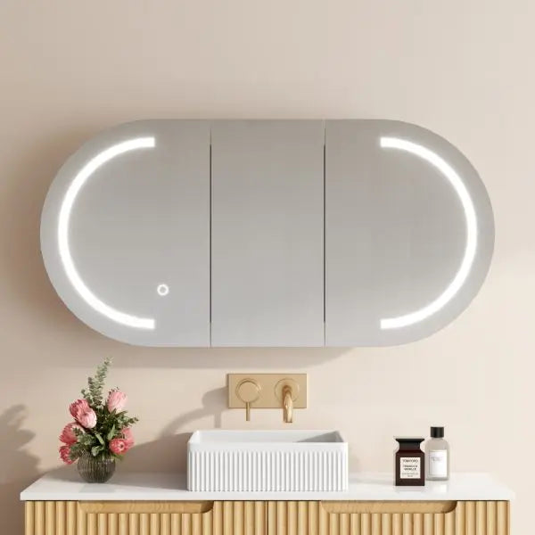 Athena LED Oval PVC Shaving Cabinet 1200mm FIL Kitchen Bathroom