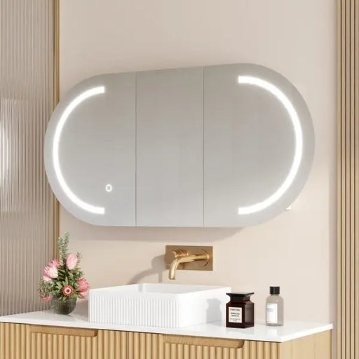 Athena LED Oval PVC Shaving Cabinet 1200mm FIL Kitchen Bathroom