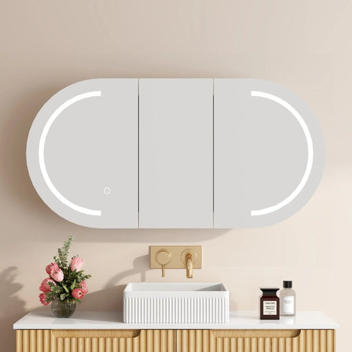 Athena 1200mm LED Oval Wall-Hung Shaving Cabinet mercioaustralia