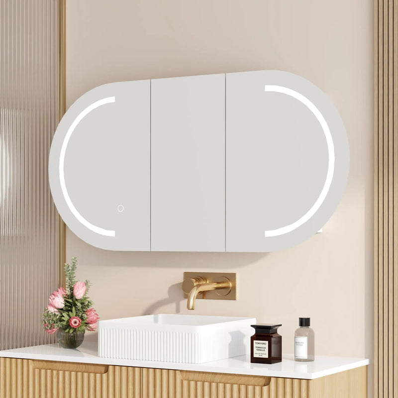 Athena 1200mm LED Oval Wall-Hung Shaving Cabinet mercioaustralia