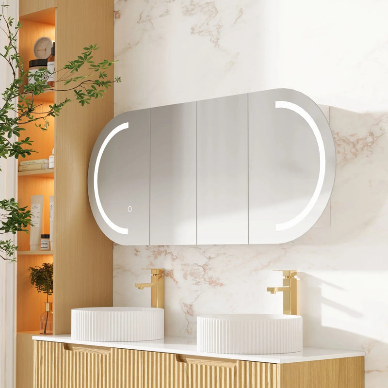 Athena 1500mm LED Oval Wall-Hung Shaving Cabinet mercioaustralia
