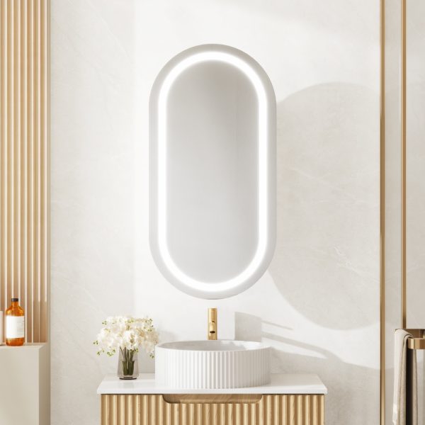 LED Oval PVC Shaving Cabinet 450 x 900mm – Single Door