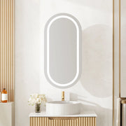 Athena 450 x 900mm LED Oval Wall-Hung Shaving Cabinet - Single Door mercioaustralia