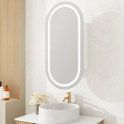 Athena 450 x 900mm LED Oval Wall-Hung Shaving Cabinet - Single Door mercioaustralia