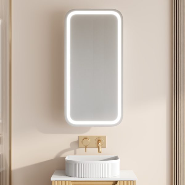 Athena LED Square PVC Shaving Cabinet 450 x 900mm – Single Door