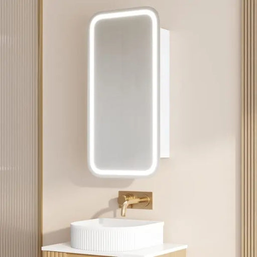 Athena LED Square PVC Shaving Cabinet 450 x 900mm – Single Door MERCIO