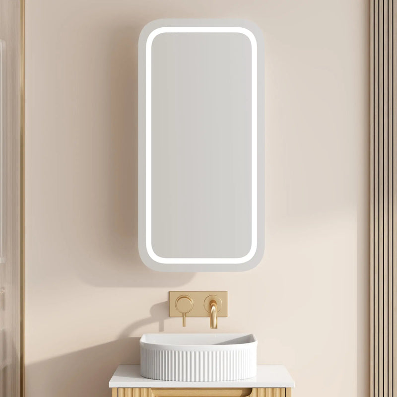 Athena 450 x 900mm LED Square Wall-Hung Shaving Cabinet - Single Door mercioaustralia
