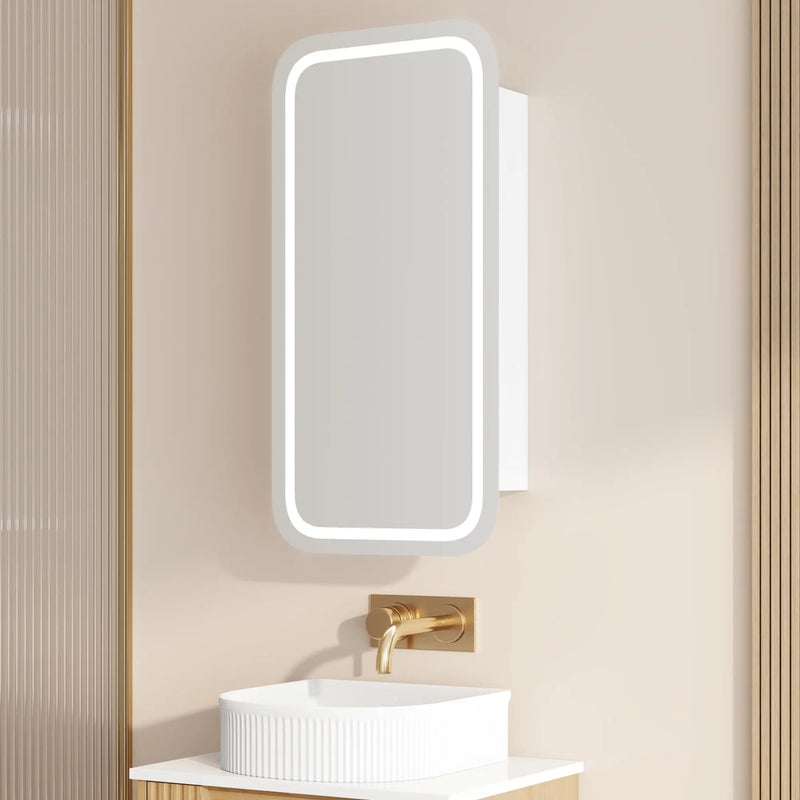 Athena 450 x 900mm LED Square Wall-Hung Shaving Cabinet - Single Door mercioaustralia
