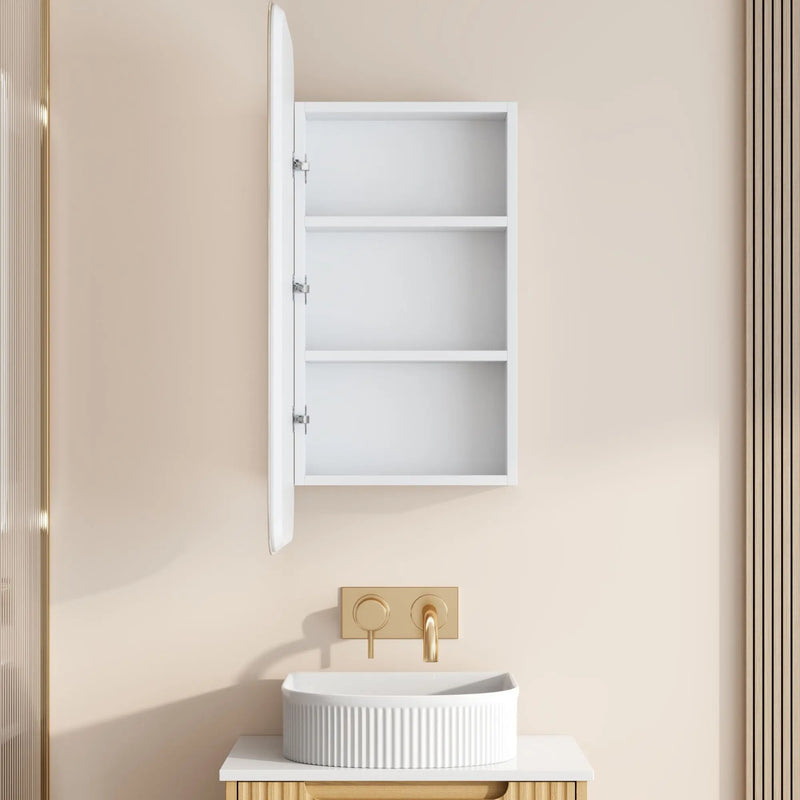 Athena 450 x 900mm LED Square Wall-Hung Shaving Cabinet - Single Door mercioaustralia