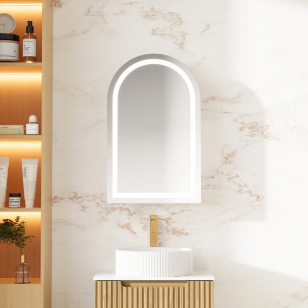 Athena LED Arch PVC Shaving Cabinet 500 x 900mm – Single Door