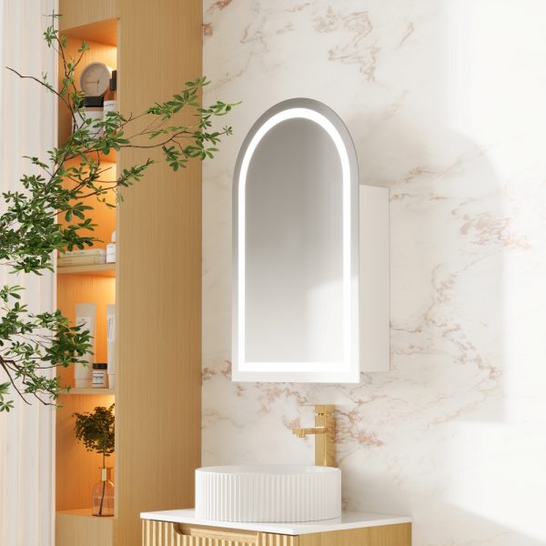 Athena LED Arch PVC Shaving Cabinet 500 x 900mm – Single Door