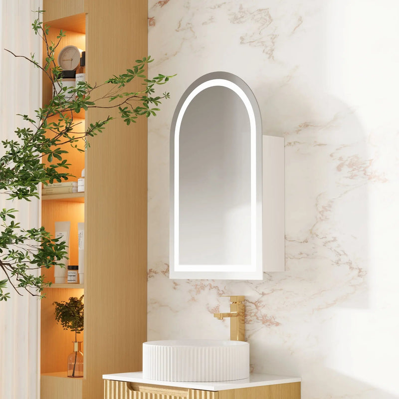 Athena 500 x 900mm LED Arch Wall-Hung Shaving Cabinet - Single Door mercioaustralia