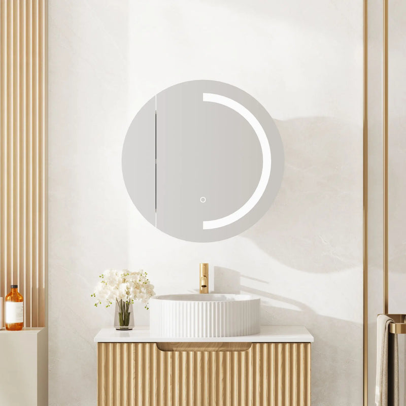 Athena 600mm LED Round Wall-Hung Shaving Cabinet - Single Door mercioaustralia