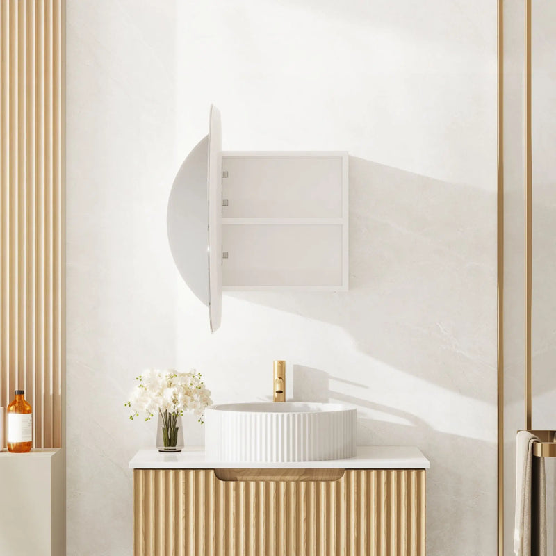Athena 600mm LED Round Wall-Hung Shaving Cabinet - Single Door mercioaustralia