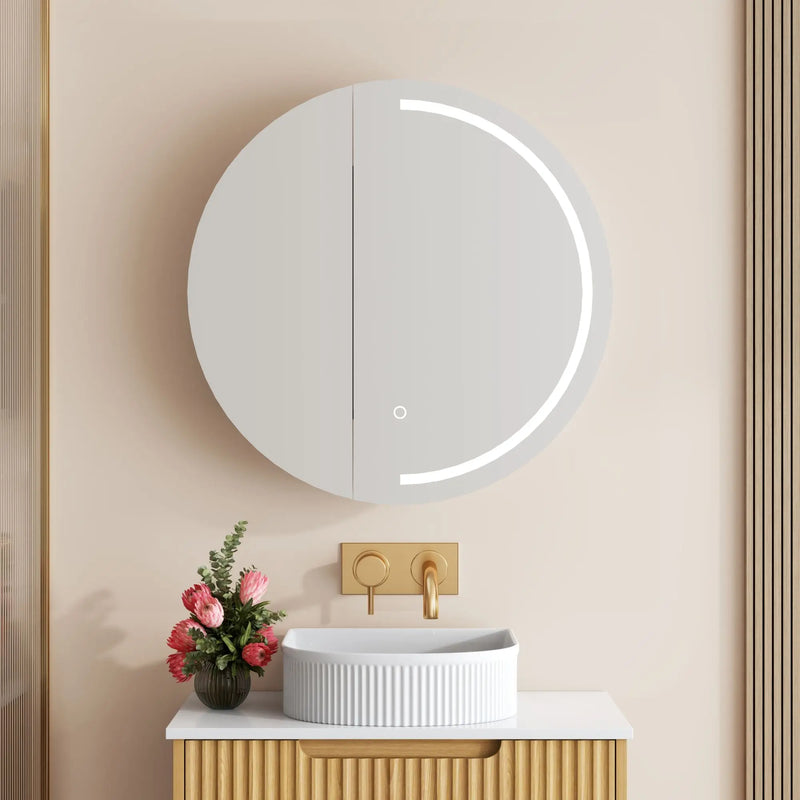 Athena 750mm LED Round Wall-Hung Shaving Cabinet - Single Door mercioaustralia