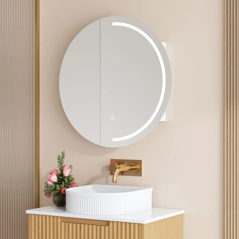 Athena 750mm LED Round Wall-Hung Shaving Cabinet - Single Door mercioaustralia