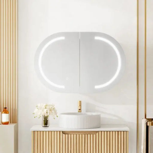 Athena LED Oval PVC Shaving Cabinet 900mm MERCIO