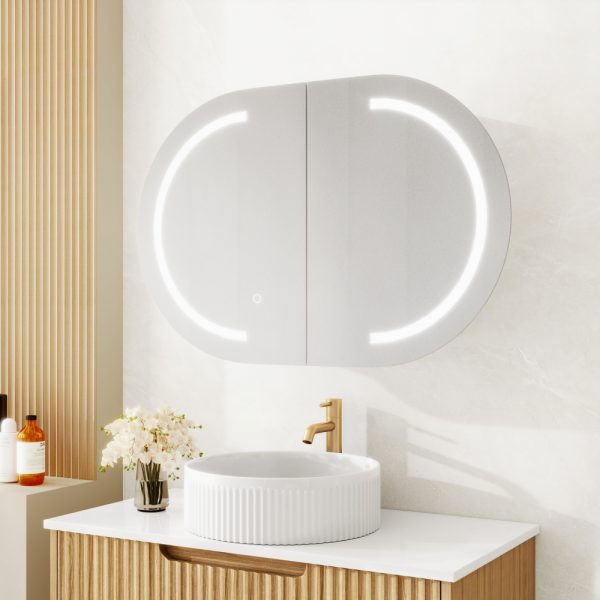 Athena LED Oval PVC Shaving Cabinet 900mm