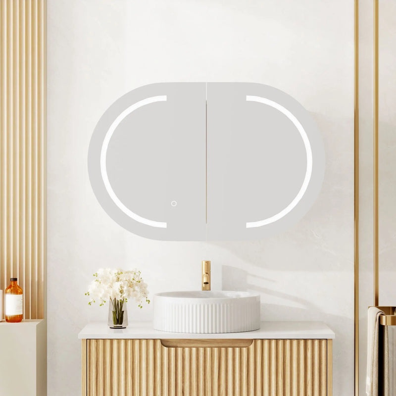 Athena 900mm LED Oval Wall-Hung Shaving Cabinet mercioaustralia