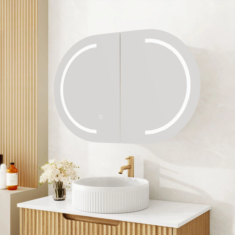 Athena 900mm LED Oval Wall-Hung Shaving Cabinet mercioaustralia