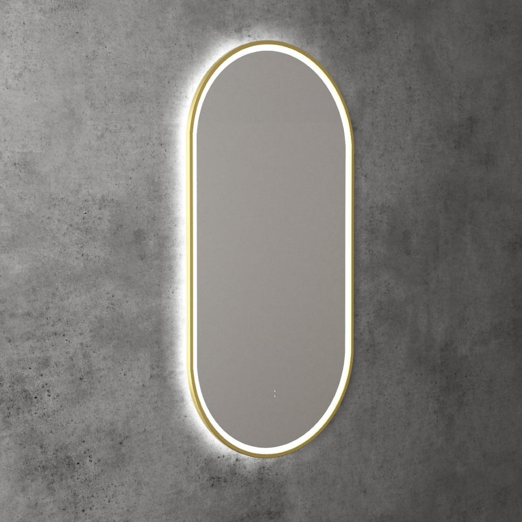 AULIC BEAU MONDE LED MIRROR BRUSHED GOLD 3 COLOUR LIGHTS 450X900MM