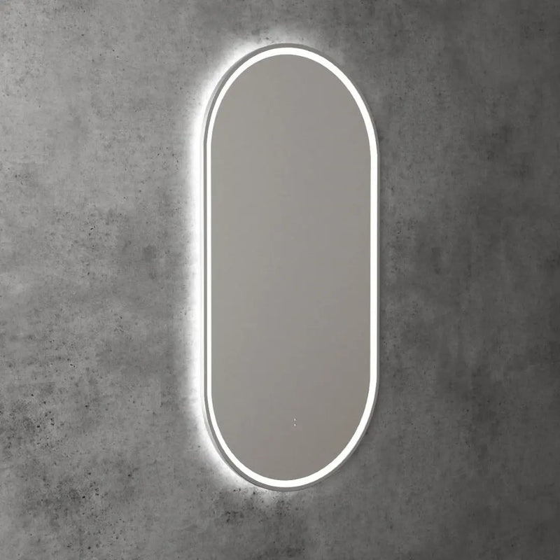 AULIC BEAU MONDE LED MIRROR BRUSHED NICKEL 3 COLOUR LIGHTS 450X900MM - FIL Kitchen Bathroom