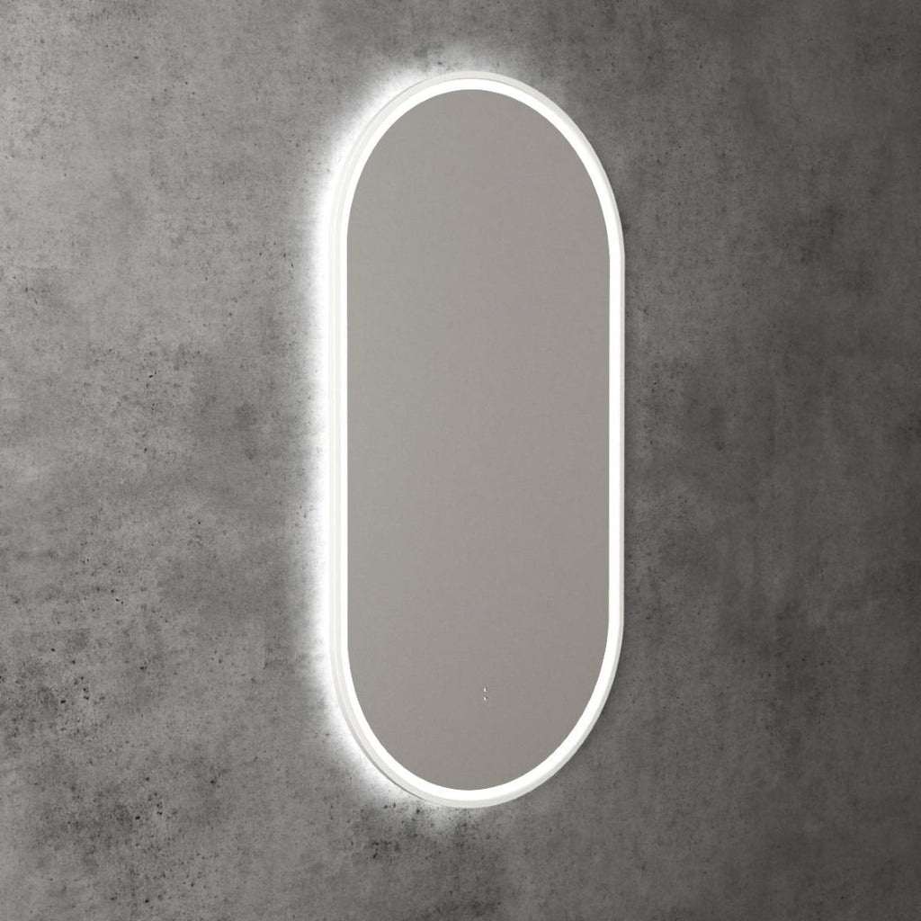 AULIC BEAU MONDE LED MIRROR MATTE WHITE 3 COLOUR LIGHTS 450X900MM