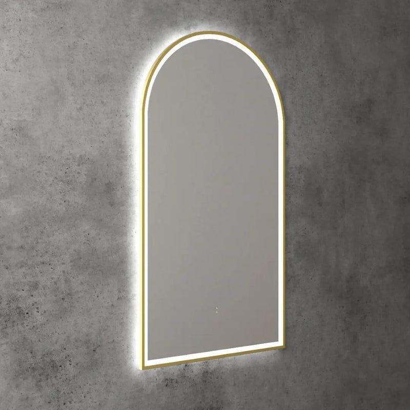 AULIC CANTERBURY LED MIRROR BRUSHED GOLD 3 COLOUR LIGHTS 500X900MM - FIL Kitchen Bathroom