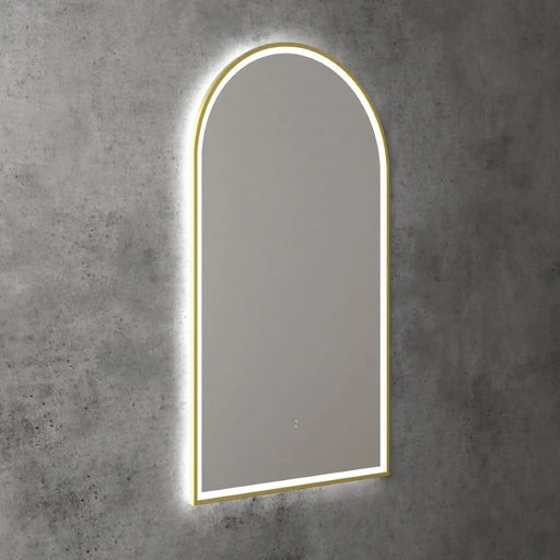 AULIC CANTERBURY LED MIRROR BRUSHED GOLD 3 COLOUR LIGHTS 500X900MM - FIL Kitchen Bathroom
