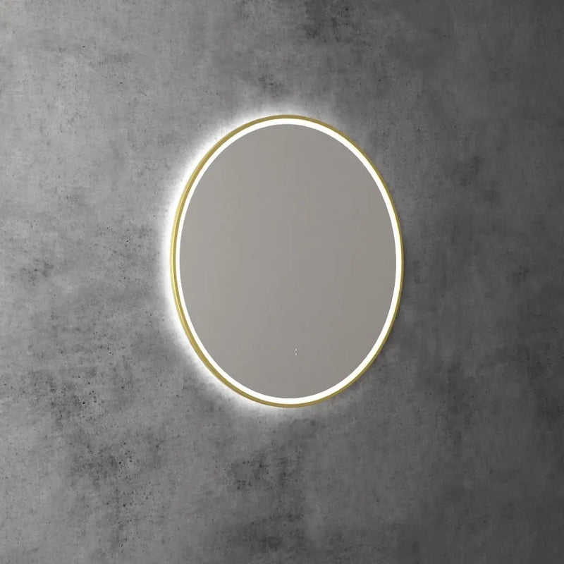 AULIC WINDSOR LED MIRROR BRUSHED GOLD 3 COLOUR LIGHTS 700X700MM - FIL Kitchen Bathroom