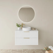 Fluted PVC Wall hung Matt white vanity  ( cabinet only ) - FIL Kitchen Bathroom