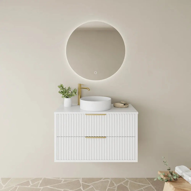 Fluted PVC Wall hung Matt white vanity  ( cabinet only ) - FIL Kitchen Bathroom