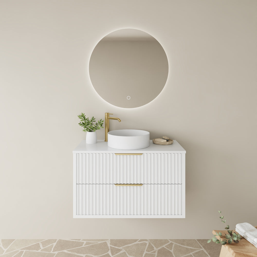 Fluted PVC Wall hung Matt white vanity  ( cabinet only )
