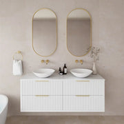 Fluted PVC Wall hung Matt white vanity  ( cabinet only ) - FIL Kitchen Bathroom