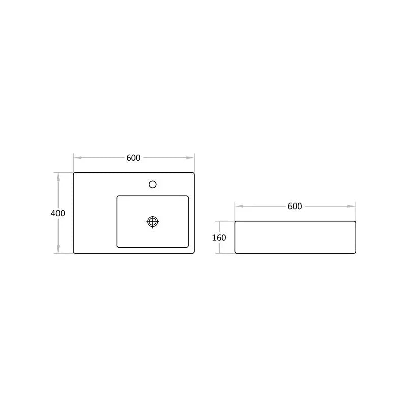 Wall Hung Basin Left/Right Hand Bowl 600*400*160mm - FIL Kitchen Bathroom