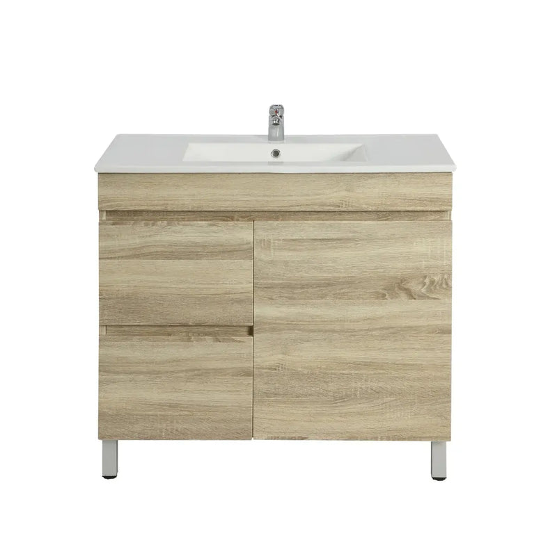 BERGE FLOOR STANDING VANITY WHITE OAK 600mm/750mm/900mm/1200mm/1500mm - FIL Kitchen Bathroom