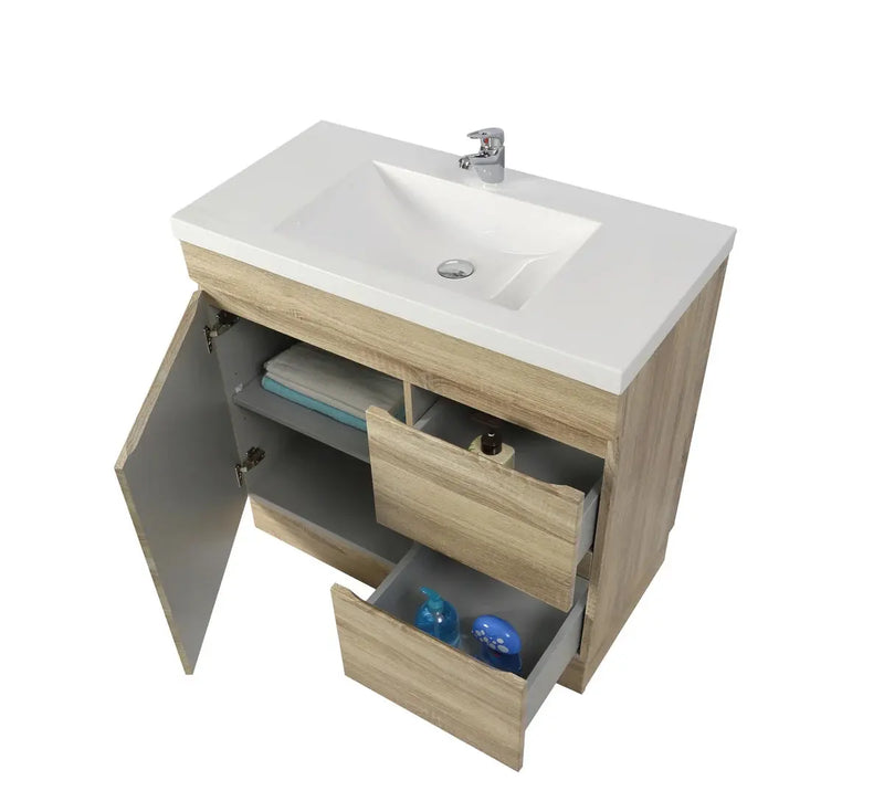 BERGE FLOOR STANDING VANITY WHITE OAK 600mm/750mm/900mm/1200mm/1500mm - FIL Kitchen Bathroom