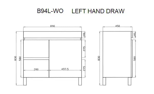 BERGE FLOOR STANDING VANITY WHITE OAK 600mm/750mm/900mm/1200mm/1500mm - FIL Kitchen Bathroom