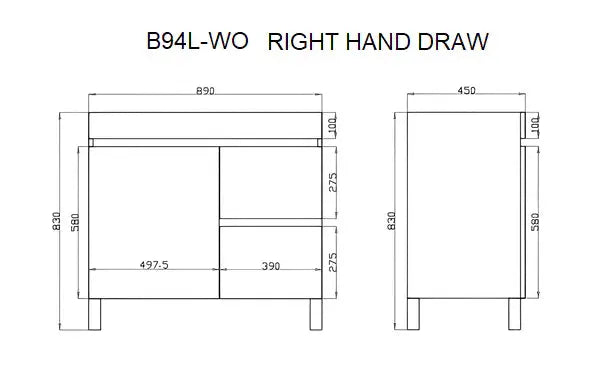 BERGE FLOOR STANDING VANITY WHITE OAK 600mm/750mm/900mm/1200mm/1500mm - FIL Kitchen Bathroom