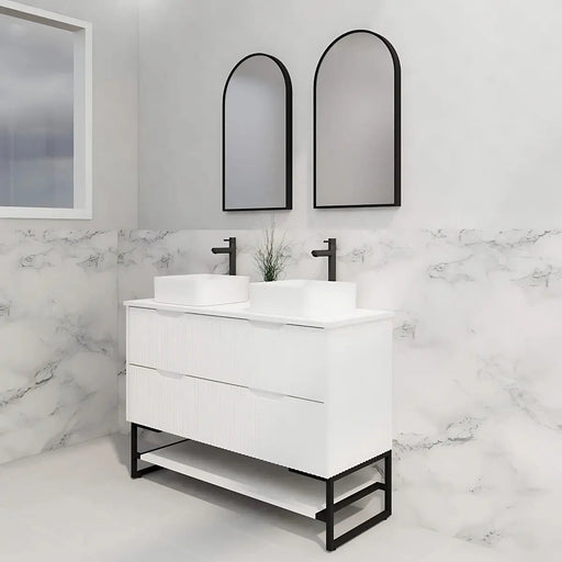 Bali Freestanding Vanity Matte White Double Bowl 1200mm/1500mm - FIL Kitchen Bathroom