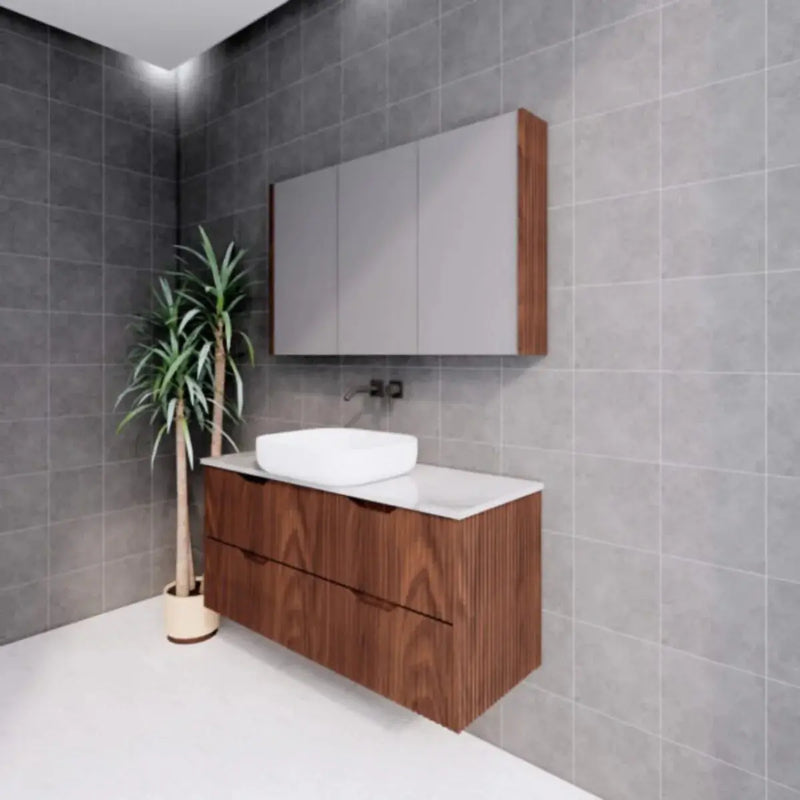 Bali Brown Oak Single Bowl Wall Hung Vanity 600mm/750mm/900mm/1200mm/1500mm - FIL Kitchen Bathroom