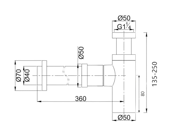 BRASS BOTTLE TRAP BLACK 40MM